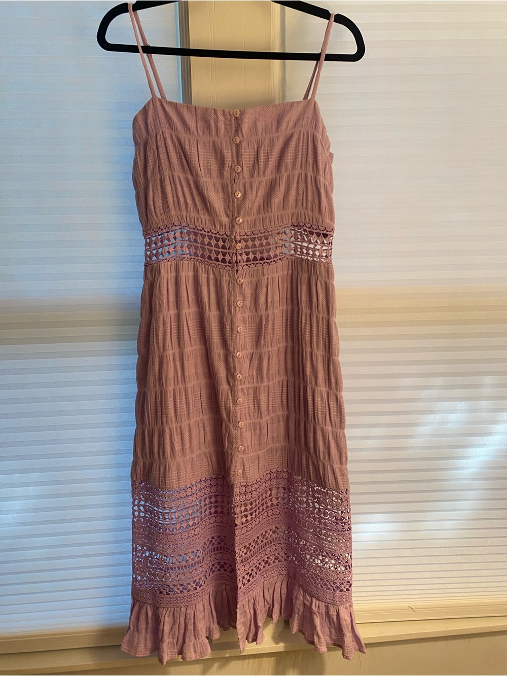 Lavender Crochet-Detail Midi Dress